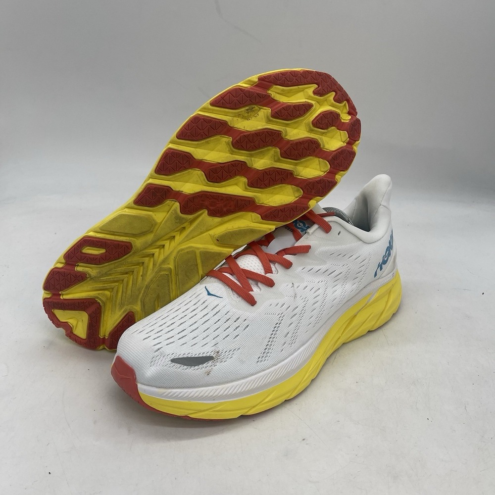 Hoka One One Clifton 8 Running Shoes 1119393 BDBI Men's 10 White Yellow